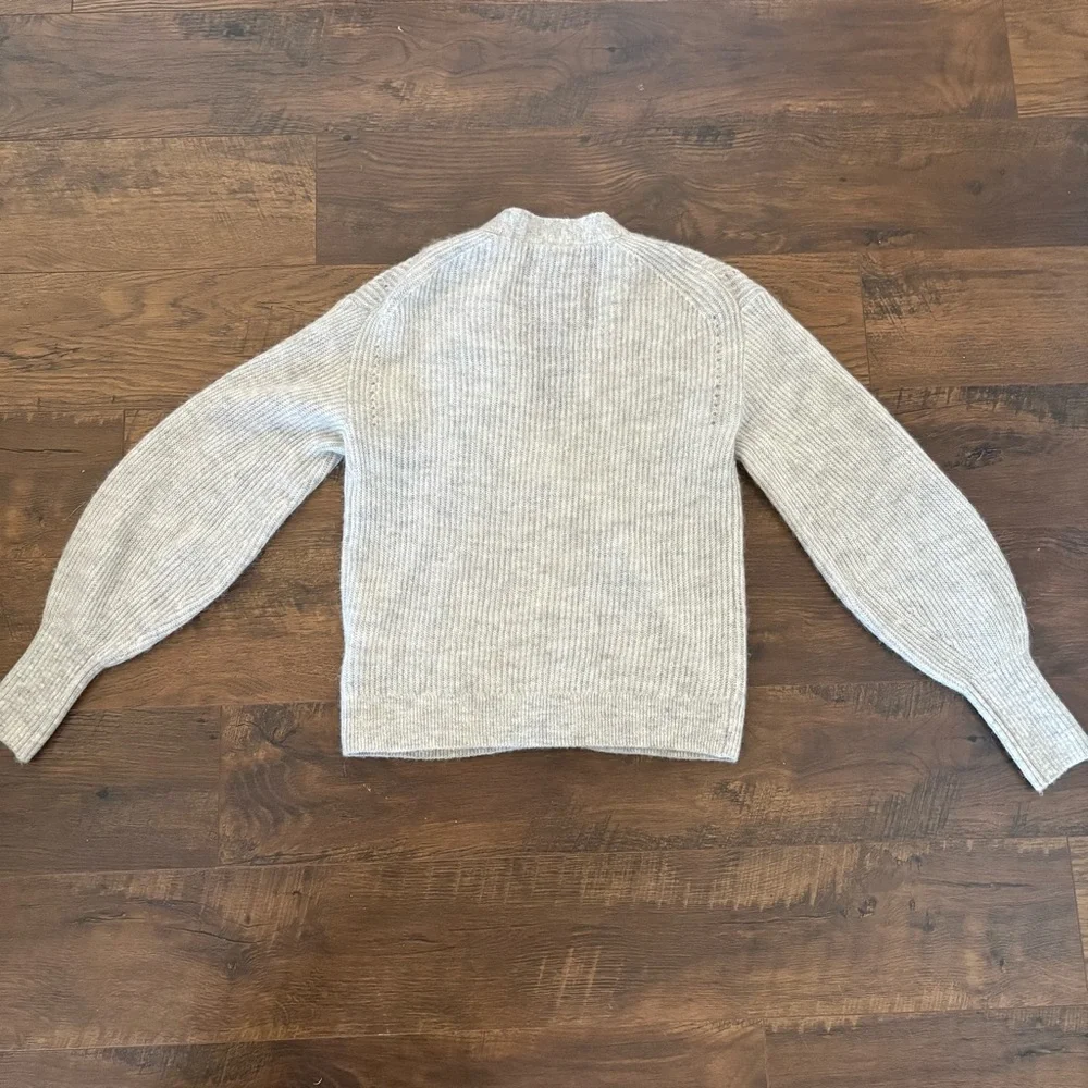 Quince Baby Alpaca -Wool Cropped Cardigan Light Grey Sz S - Picture 7 of 8